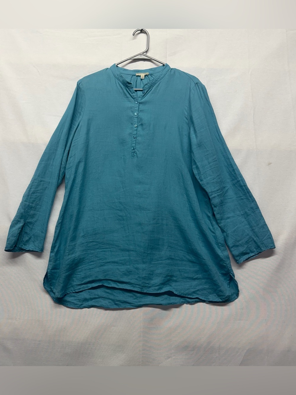 Eileen Fisher Teal Button-Front Casual Shirt